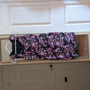 White House Black Market Black floral tiered dress size 6